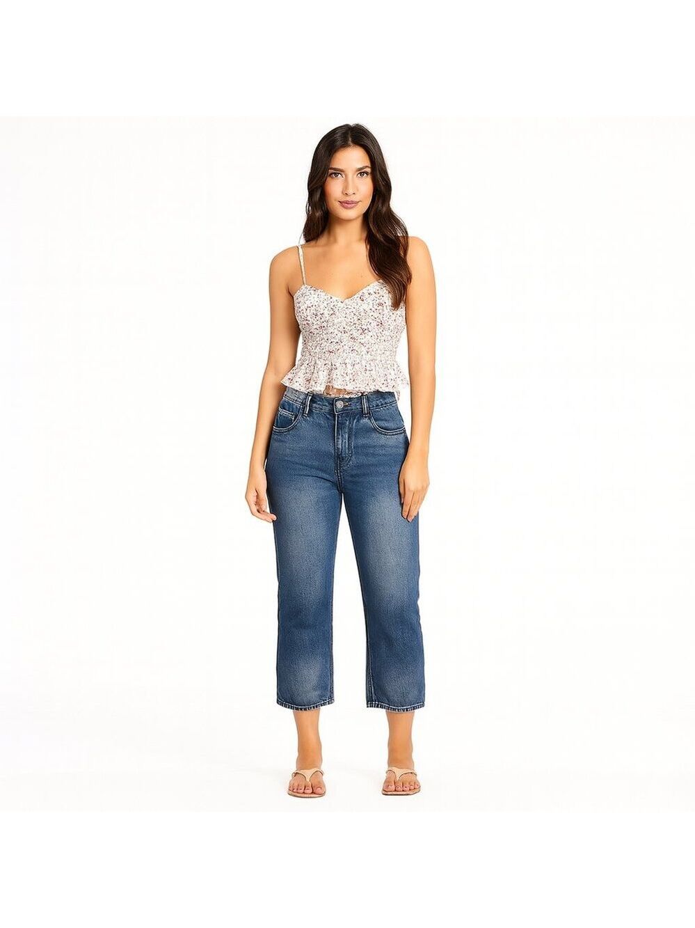 POL Jeans Distressed Mom Jeans Blue Frayed Waist Straight Leg Relaxed Fit Denim